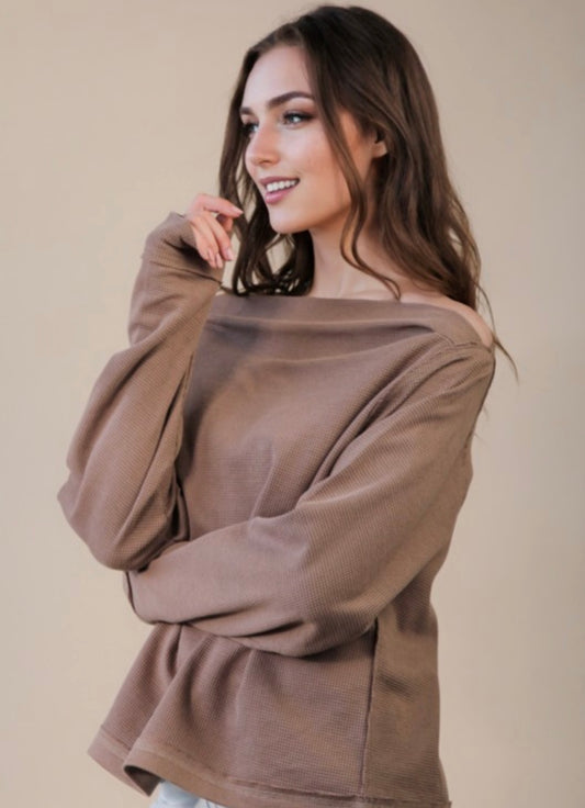 Boat Neck Solid Casual Knit Top
