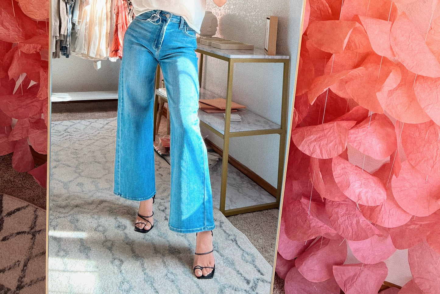 Wide legged denim jeans
